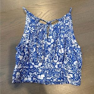 Floral Blue and White Women's Top